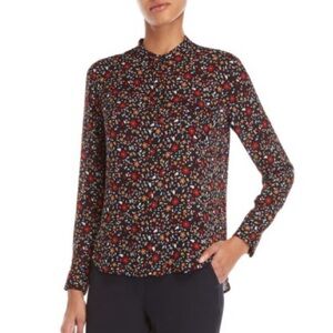 A.L.C. | black Rey Floral silk button down Top